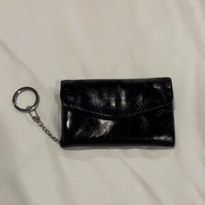 HOBO Black Leather Keychain Wallet